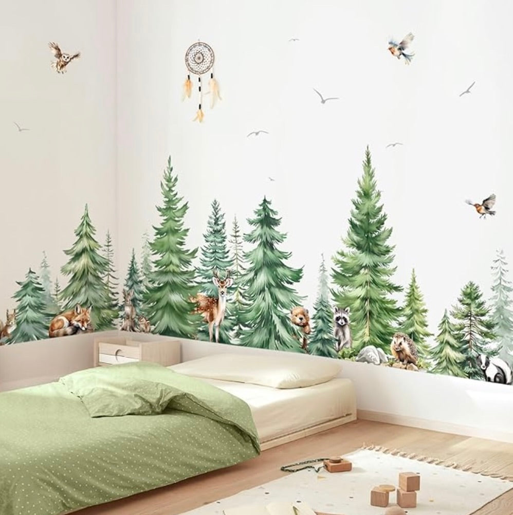 Pine Tree Animals Wall Stickers